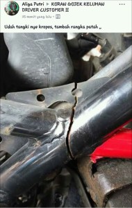 kasus rangka Honda CB150R patah